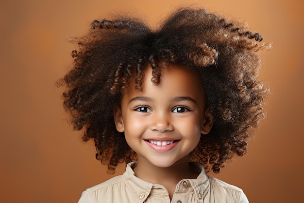 Ritratto in studio di una graziosa bambina africana in piedi su sfondi di colore diverso