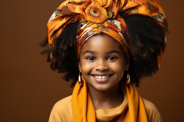 Ritratto in studio di una graziosa bambina africana in piedi su sfondi di colore diverso