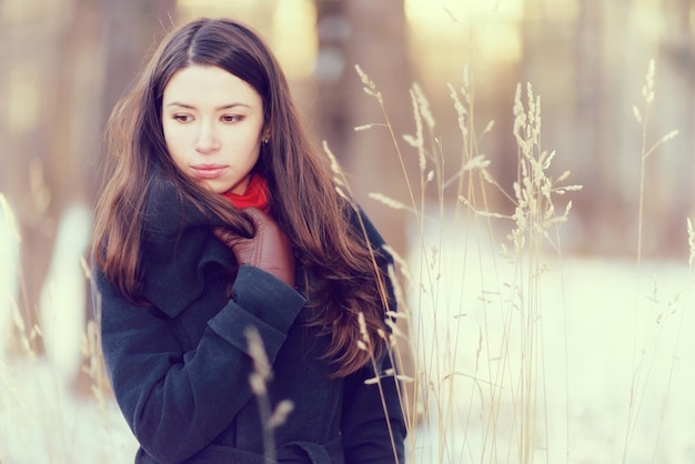 ritratto invernale di una ragazza carina innamorata