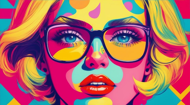 Ritratto ispirato alla pop art di una donna AI generativa