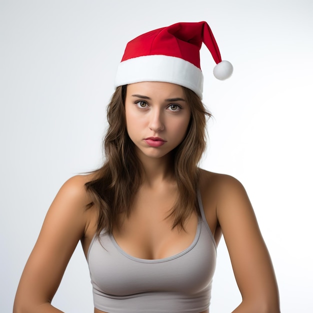 Ritratto natalizio di una modella con un'espressione facciale
