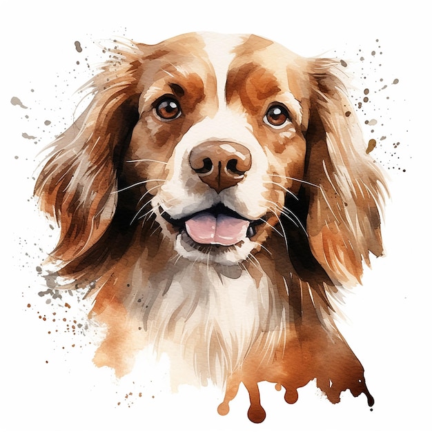 Ritratto pacifico del cane dell'acquerello contro uno sfondo bianco