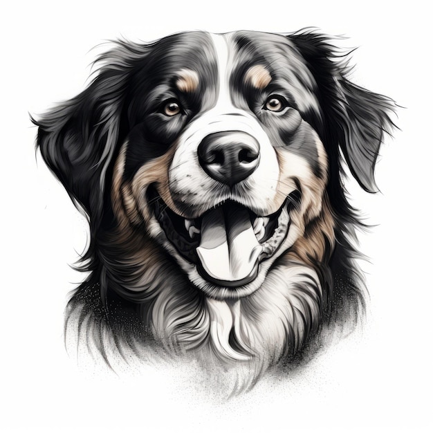 Ritratto realistico del cane di montagna bernese disegno dettagliato e pulito