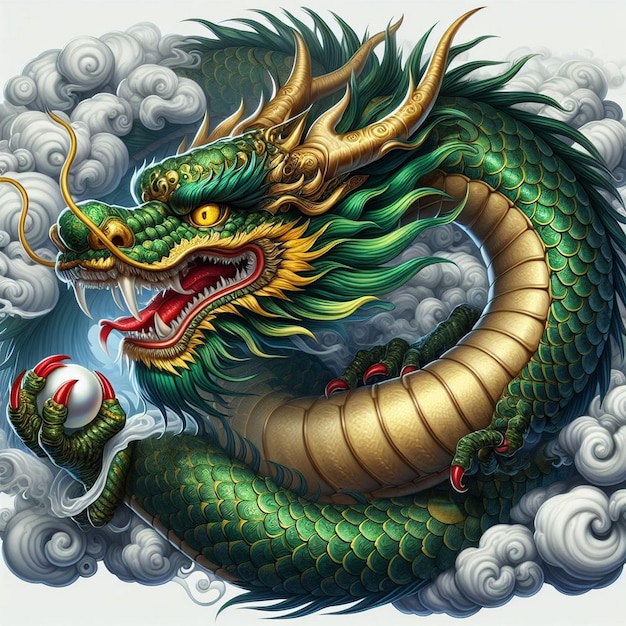 Ritratto realistico del drago cinese illustrazione del drago cinese