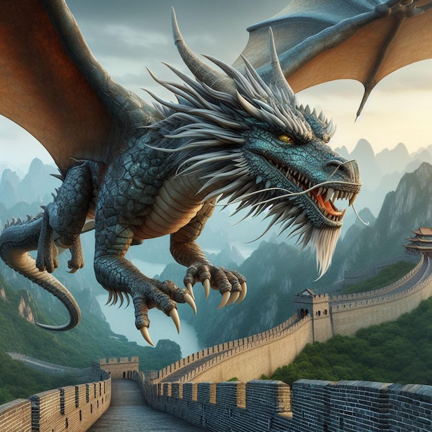 Ritratto realistico del drago cinese illustrazione del drago cinese