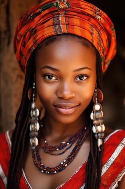 Ritratto ritagliato di una bellissima giovane donna della tribù africana