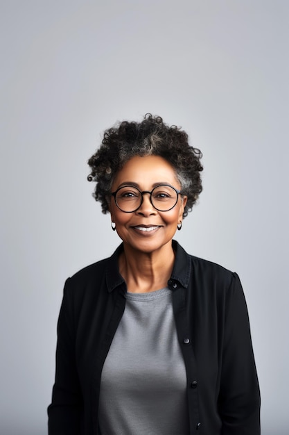 Ritratto sorridente senior della donna di affari afroamericana