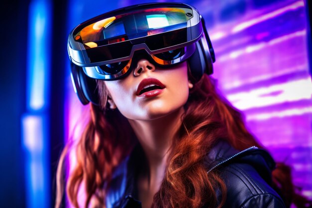 Ritratto stilizzato di una donna che indossa un visore VR