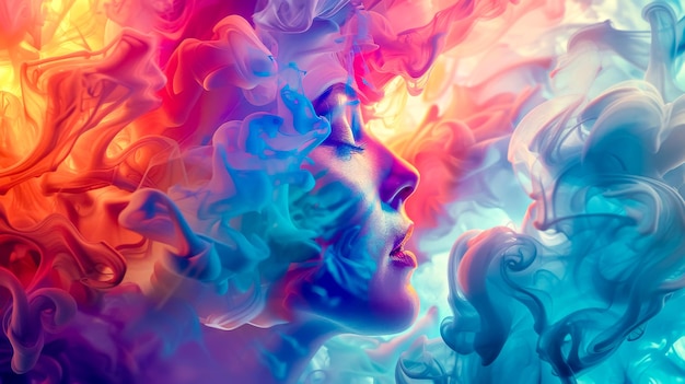 Ritratto surreale in fumo colorato