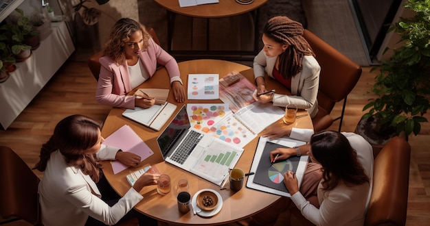 Riunione collaborativa con tre donne