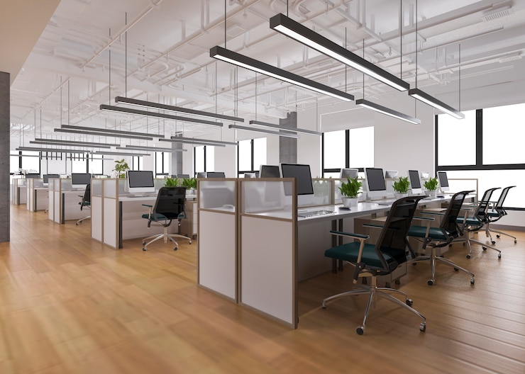 Foto riunione d'affari e stanza di lavoro della rappresentazione 3d sull'edificio per uffici