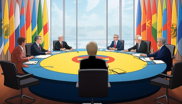 Riunione dei sette presidenti attorno alla tavola rotonda delle Nazioni Unite
