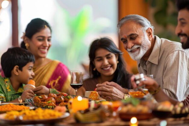 Riunione familiare indiana celebrazione dello stile di vita festivo