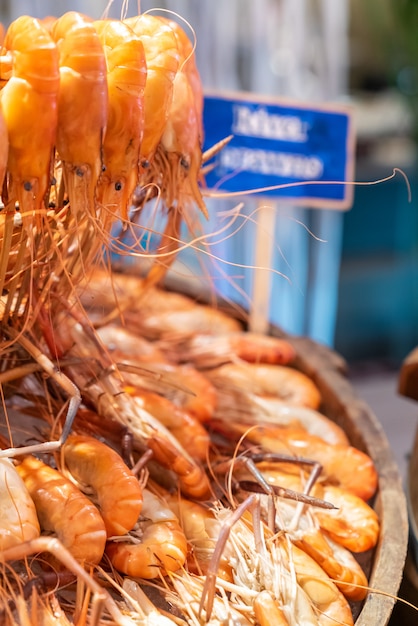 River Prawn Frutti di mare sul ghiaccio