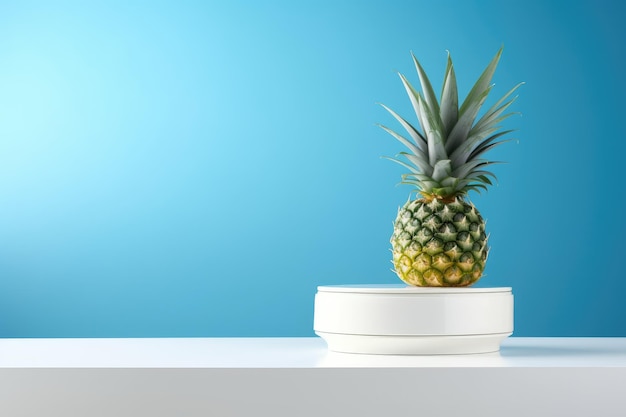 Rivitalizza la tua bellezza mettendo in mostra il potere dell'estratto di ananas su un piedistallo bianco contro un Capti