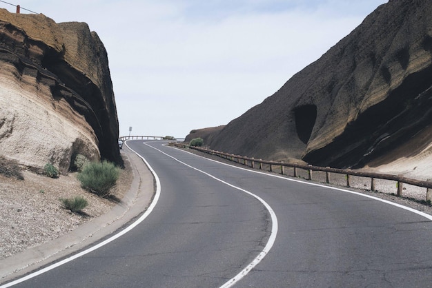 Road by mountain against sky