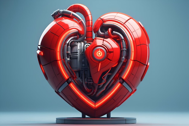 Robot a forma di cuore illustrazione 3D