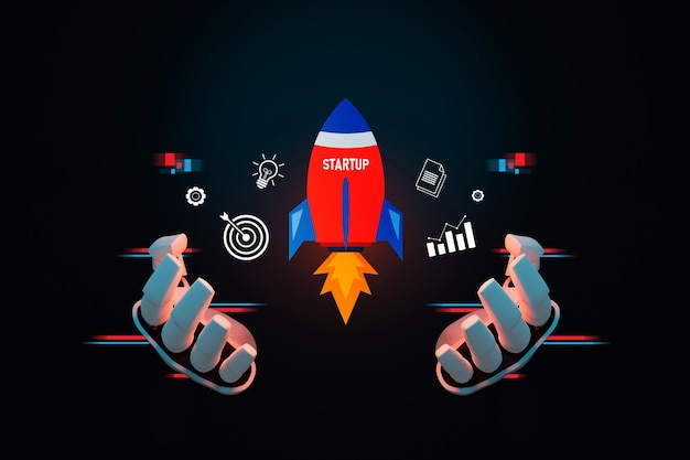 robot a mano con icone sul concetto di business e investimento