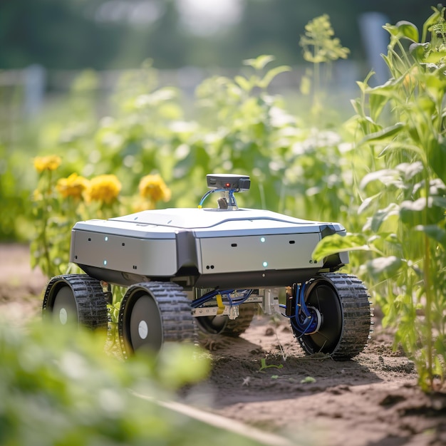 Robot agricolo che lavora in una fattoria