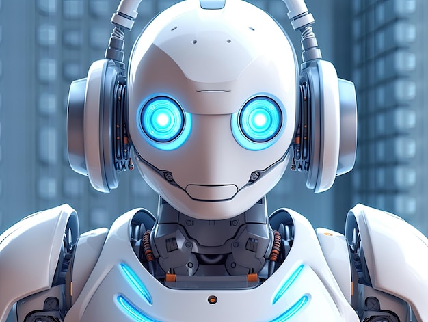 Robot android chatbot AI bot cartoon 3D style character design illustration AIxA generativa