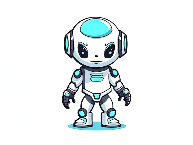 Robot chatbot AI bot cartoon logo badge design simbolo cartoon stile piatto illustrazione AI generativa