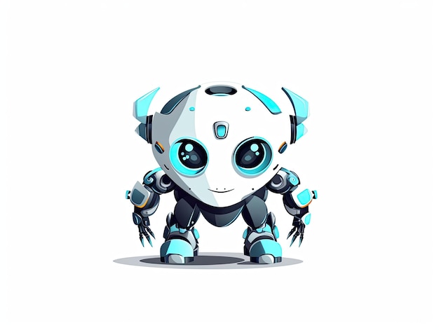 Robot chatbot ai bot cartoon logo badge design simbolo cartoon stile piatto illustrazione AIxA generativa