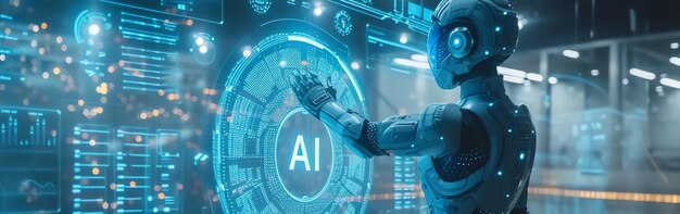 robot che lavora con intelligenza artificiale AI generato