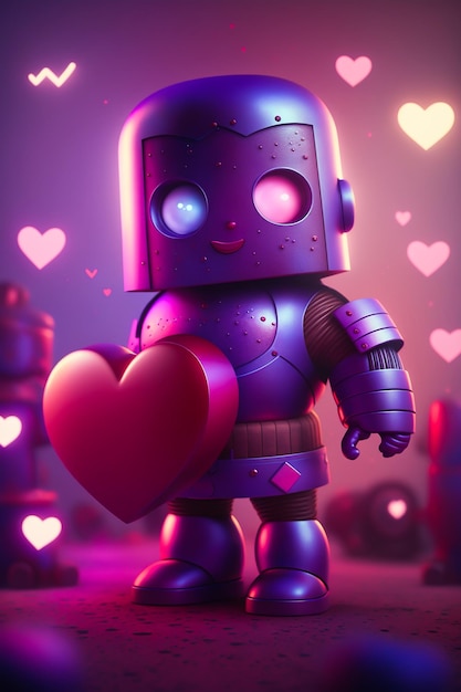 Robot che tiene un cuore nelle sue mani