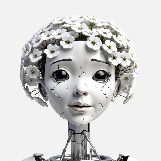 Robot con i fiori nei capelli