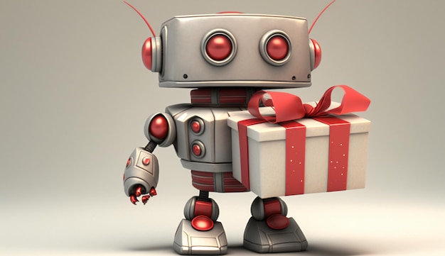 Robot con un regalo IA generativa