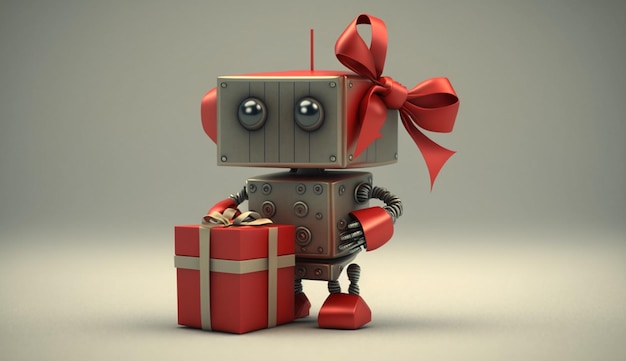 Robot con un regalo IA generativa