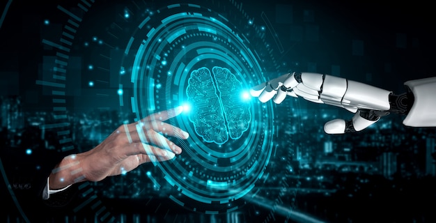 Robot dan cyborg kecerdasan buatan masa depan.