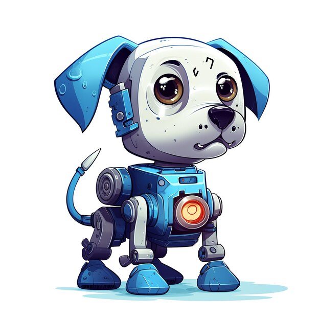 Robot di cartoni animati per cani adesivo per magliette Cyborg divertente generato da IA