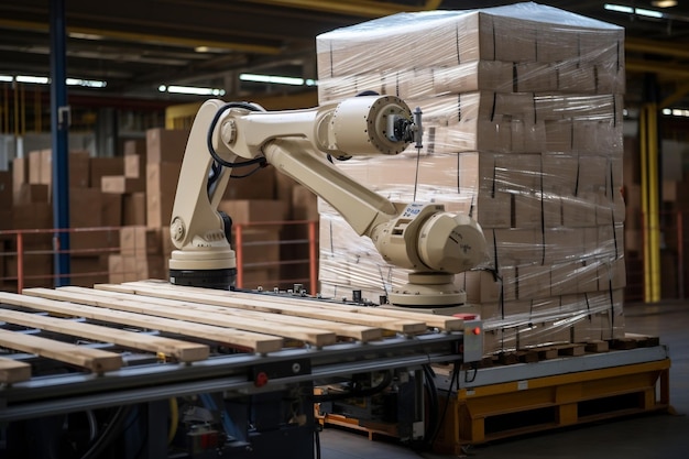 Robot di pallettizzazione avanzato che fissa il carico AI