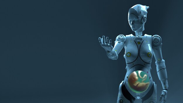 Robot di tecnologia sai fi robot 3d rendering