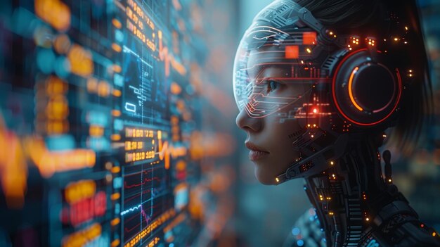 Robot di trading AI per il trading automatizzato in borsa Intelligenza artificiale che sviluppa strategie di trading per la borsa Rete neurale artificiale che analizza i grafici finanziari