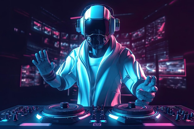 Robot DJ nel night club IA generativa