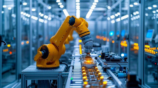 Robot e dispositivi al lavoro nella produzione moderna