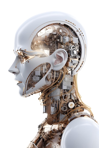 Robot futuristico con intelligenza artificiale Concetto di cervello robotico AI o cervello principale