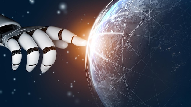 Robot futuristico intelligenza artificiale rivoluzionario concetto di tecnologia AI