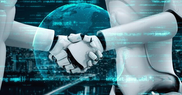 Robot futuristico intelligenza artificiale umanoide AI programmazione codifica