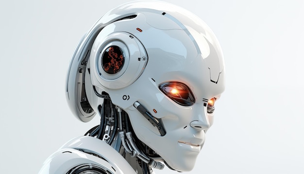 Robot futuristico su uno sfondo bianco