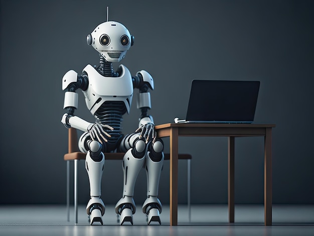 Robot in attesa sulla sedia per un colloquio di lavoro ai generativo