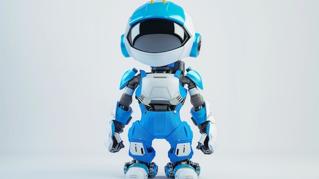 Robot in stile blu che aiuta la tecnologia di innovazione moderna