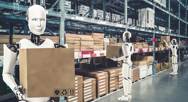 Robot industriale innovativo che lavora in magazzino per la sostituzione del lavoro umano