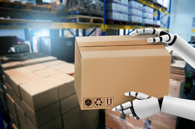 Robot industriale innovativo che lavora in magazzino per la sostituzione del lavoro umano
