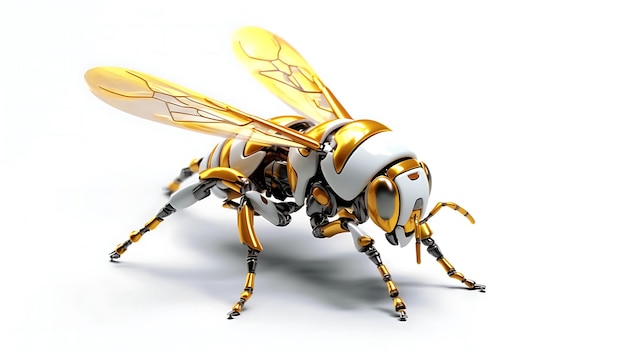 Robot meccanico Honey Bee isolato su sfondo bianco