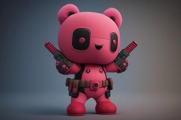 Robot orso rosa con armi IA generativa