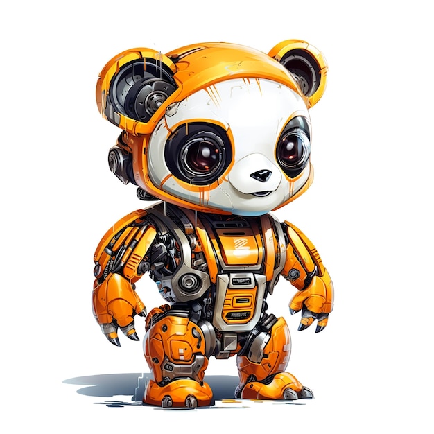 Robot panda dei cartoni animati T-Shirt Sticker Cyborg divertente Generato dall'AI