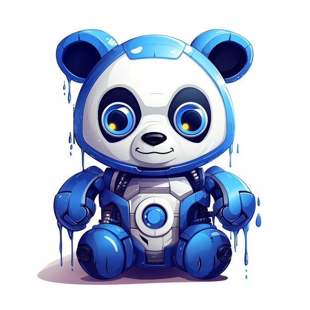 Robot panda dei cartoni animati T-Shirt Sticker Cyborg divertente Generato dall'AI